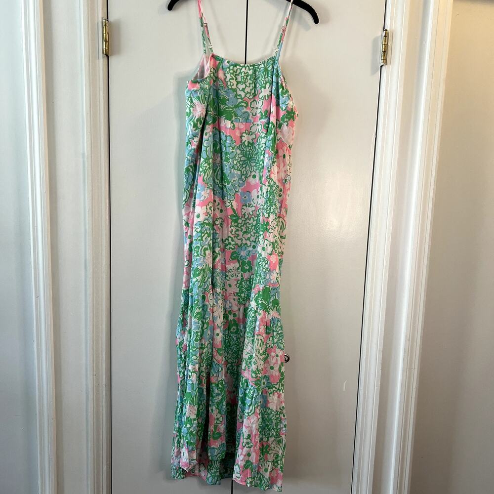 Lilly Pulitzer Teresa Maxi Sleeveless Slit Floral Dress Size S NEW Pink Green - Picture 7 of 7